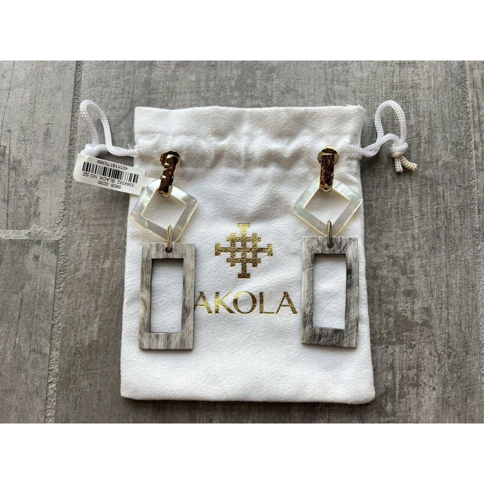 Akola Grace Mother-Of-Pearl Geometric Drop Handcrafted Artisan Earrings Designer